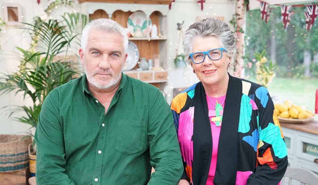 The Great British Bake Off juryleden Paul Hollywood en Prue Leith.