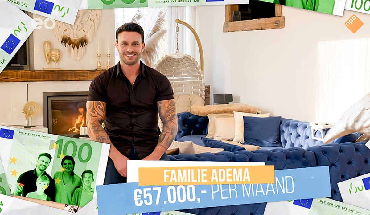 Vastgoedondernemer en selfmade miljonair Wesley Adema doet samen met zijn gezin mee aan het EO programma Waar Doen Ze Het Van?